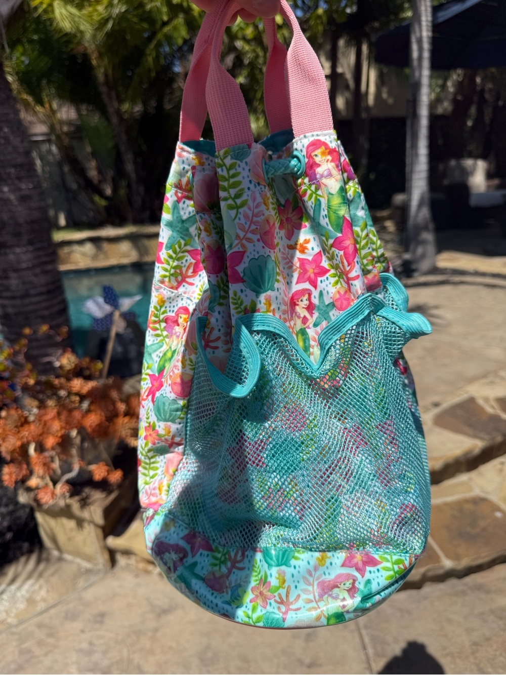 Pink & Teal Floral Little Mermaid  Disney Backpack